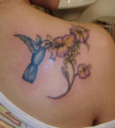 Hummingbird And Flower Pics Tattoo For Girl